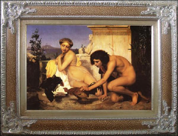 framed  Jean Leon Gerome Young Greeks at a Cockfight, Ta147